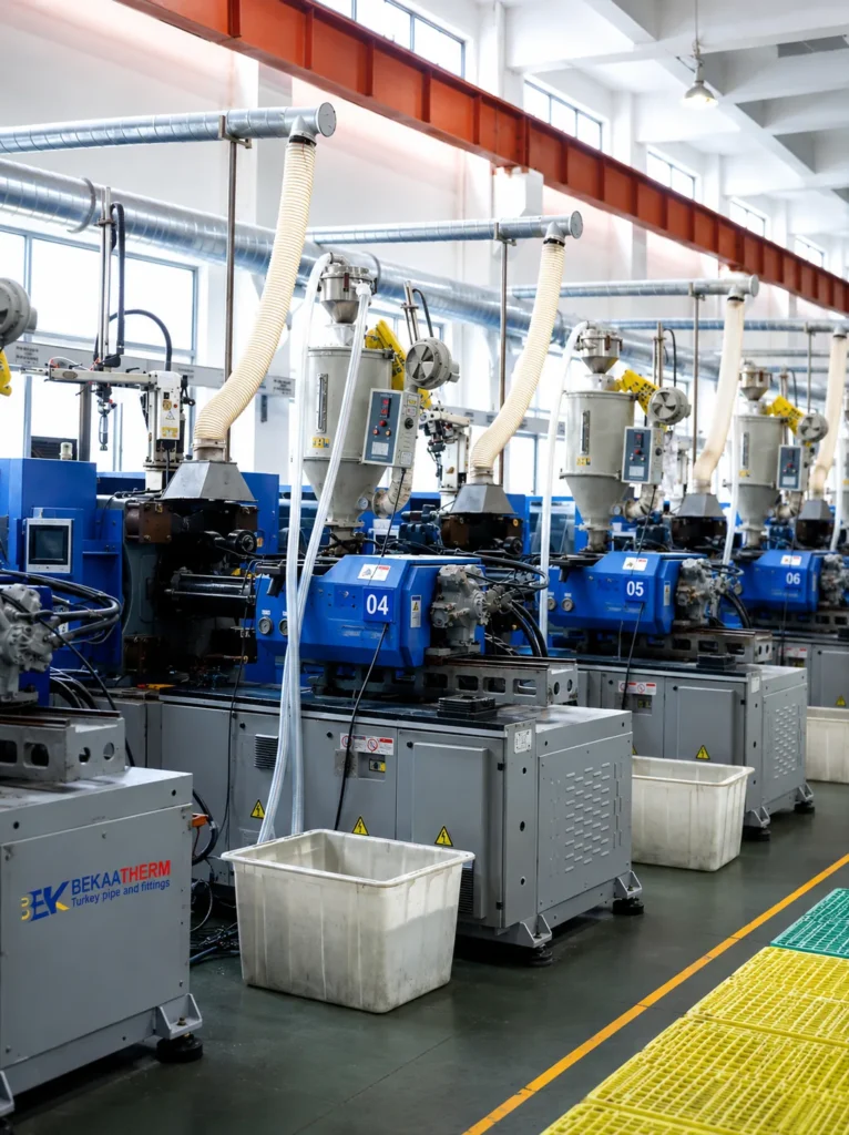 120,000 m² Bekaatherm PPR production floor with staff and lines