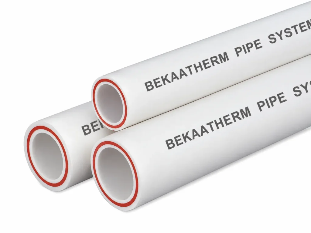 PPR pipe run across a ceiling for building services