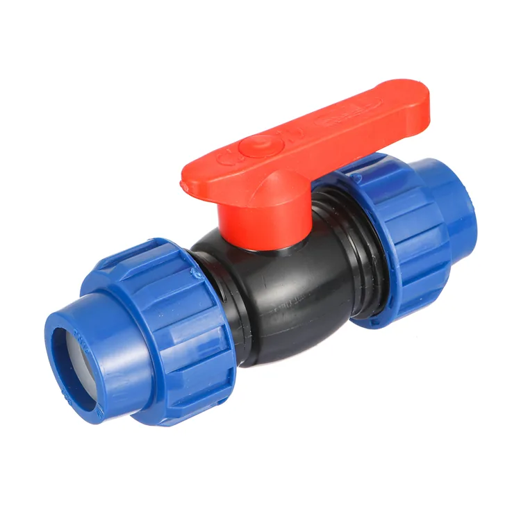 Blue compression ball valve for HDPE water line