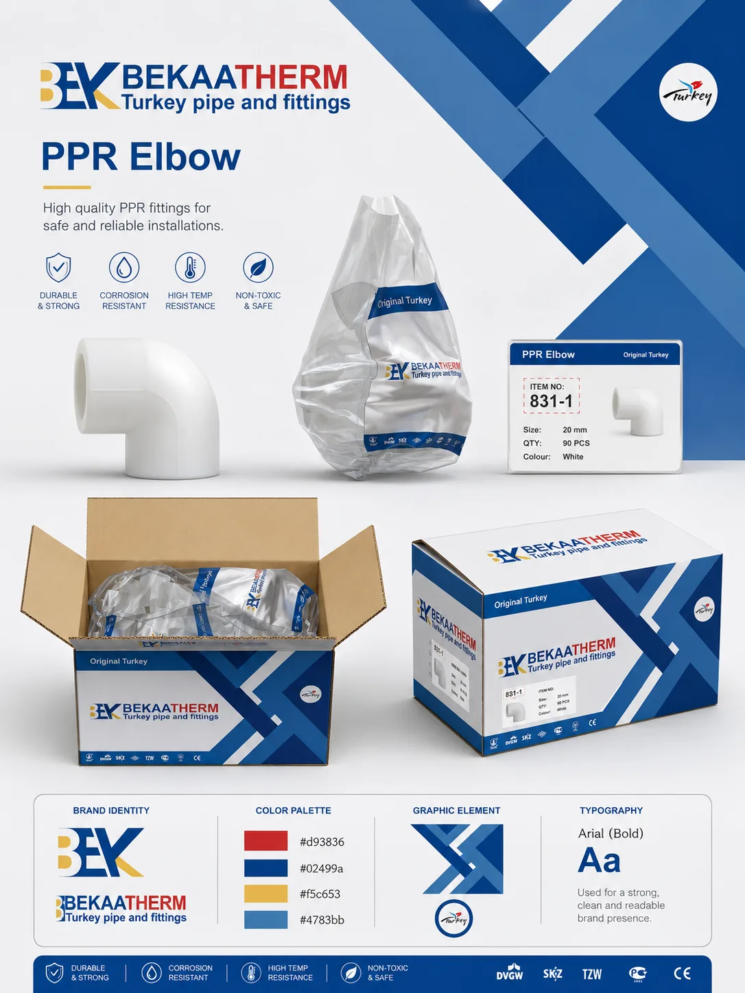 Green, white and coffee PPR pipe series available for OEM and private label branding