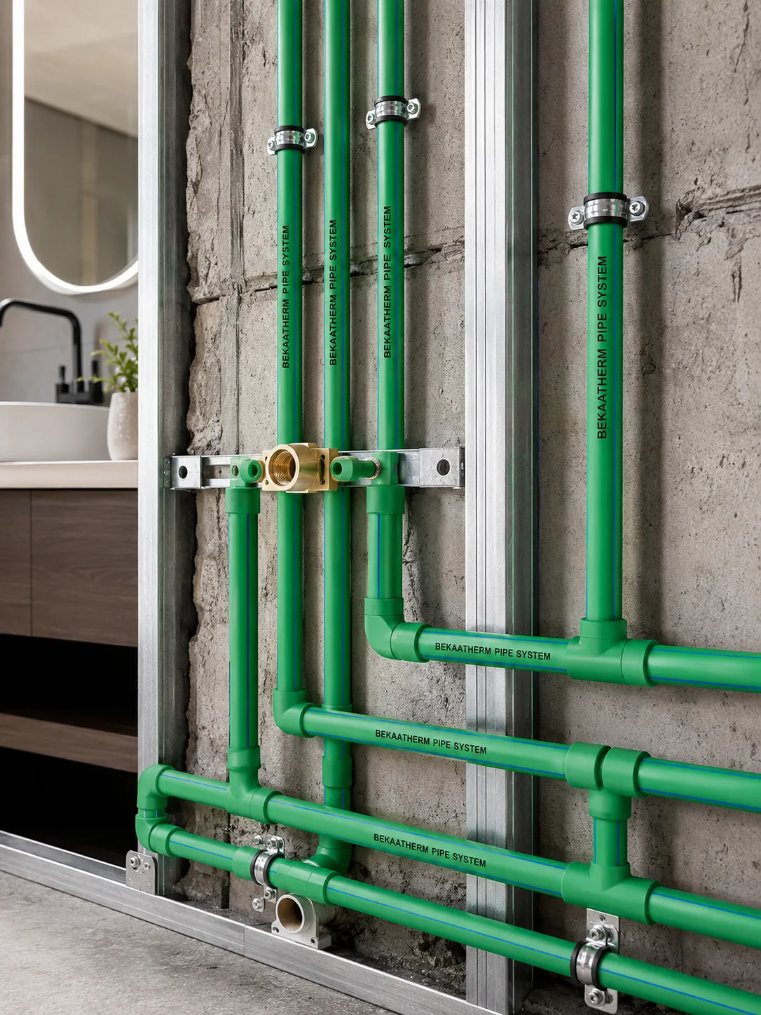 Green series PPR pipe with matching fittings