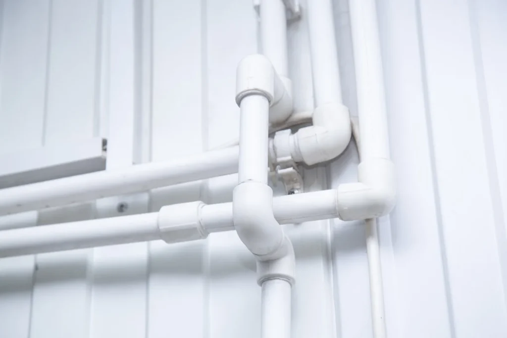 PPR pipe run in a ceiling void for HVAC and chilled water
