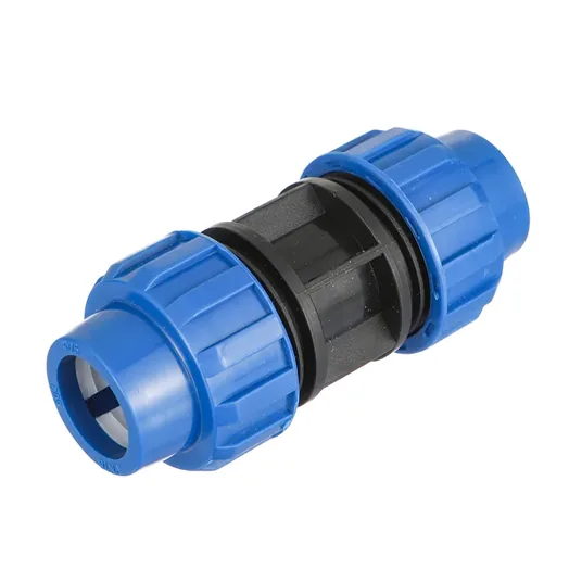 Blue PP compression coupling for HDPE pipe
